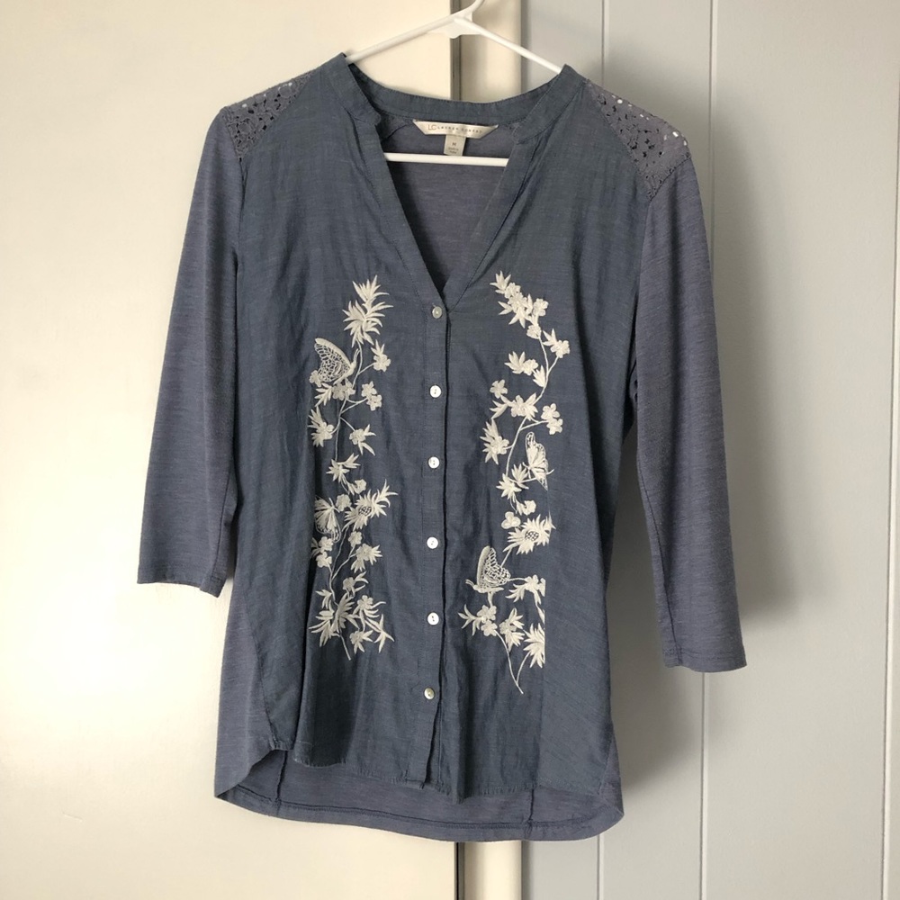 LC Embroidered Button-Up